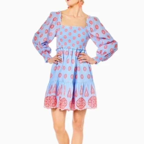 Lilly Pulitzer Rainna Eyelet Long Sleeve Dress Small - Picture 5 of 14
